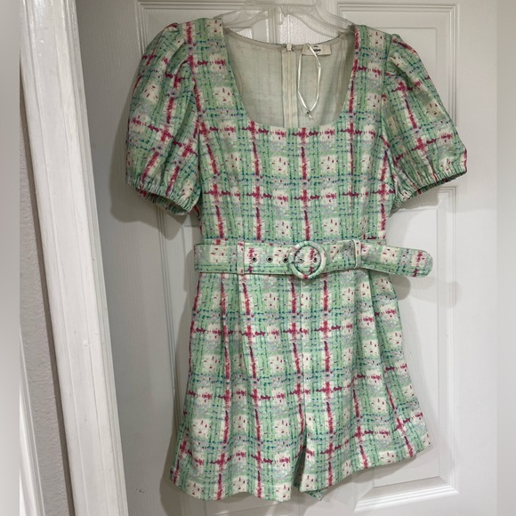 NEW green and pink tweed belted romper - Picture 11 of 11